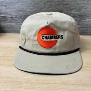 Vintage Chambers Hat Cap Snapback Brown Trucker Outdoors USA Made